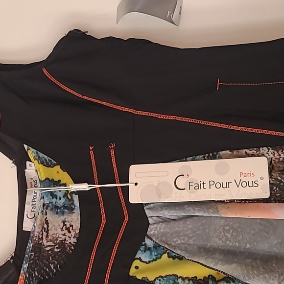 C’Fait Pour Vous Paris Sleeveless Summer Black Colorful Dress Euro Size 3  - Picture 10 of 10